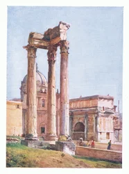 The Temple of Vespasian, from the Portico of the Dii Consentes